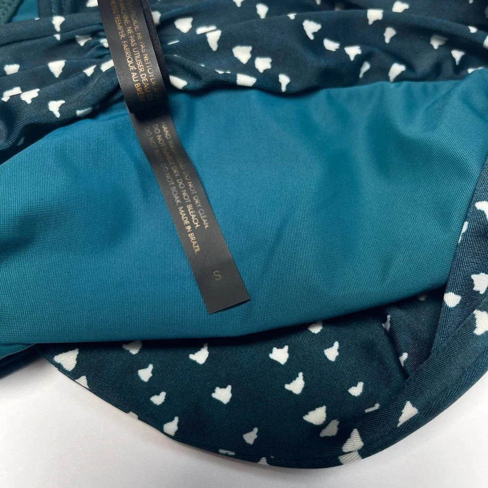 Vix by Paula Hermanny Bikini Bottom Teal‎ Geometric Pattern Cheeky Hipster S $96